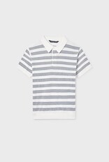 Mayoral Knit S/S Polo White Blue Stripe