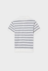 Mayoral Knit S/S Polo White Blue Stripe