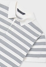 Mayoral Knit S/S Polo White Blue Stripe