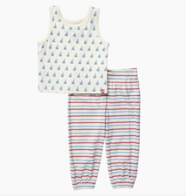 Pink Chicken Sailboats Baby Sleeveless Peekaboo Set