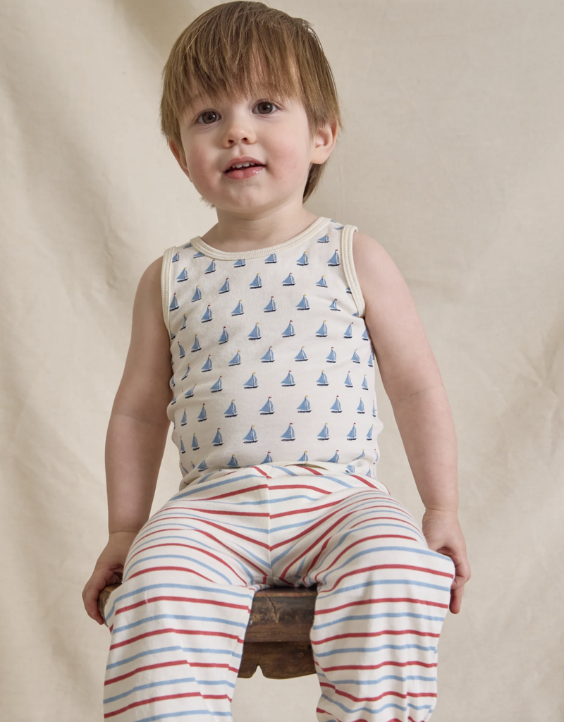 Pink Chicken Baby Sleeveless Peekaboo Set Sailboats