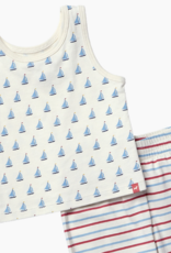Pink Chicken Baby Sleeveless Peekaboo Set Sailboats