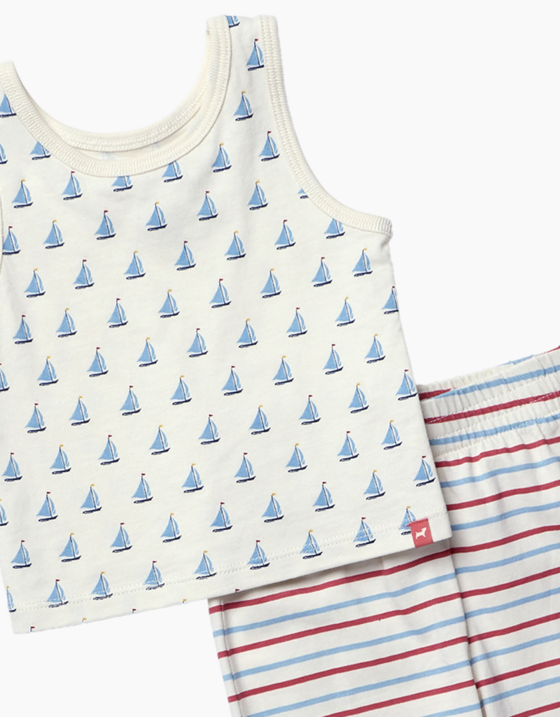Pink Chicken Baby Sleeveless Peekaboo Set Sailboats