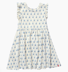 Pink Chicken Sailboats Sunny Ruffle Dress