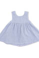 Angel Dear Micro Gingham Blue Blizzard Dress w/Bow, Bloomer