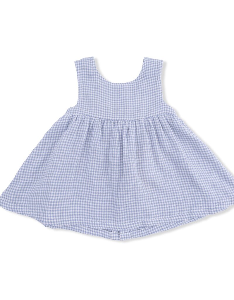 Angel Dear Micro Gingham Blue Blizzard Dress w/Bow, Bloomer