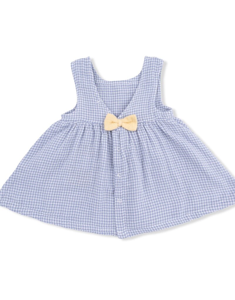 Angel Dear Micro Gingham Blue Blizzard Dress w/Bow, Bloomer