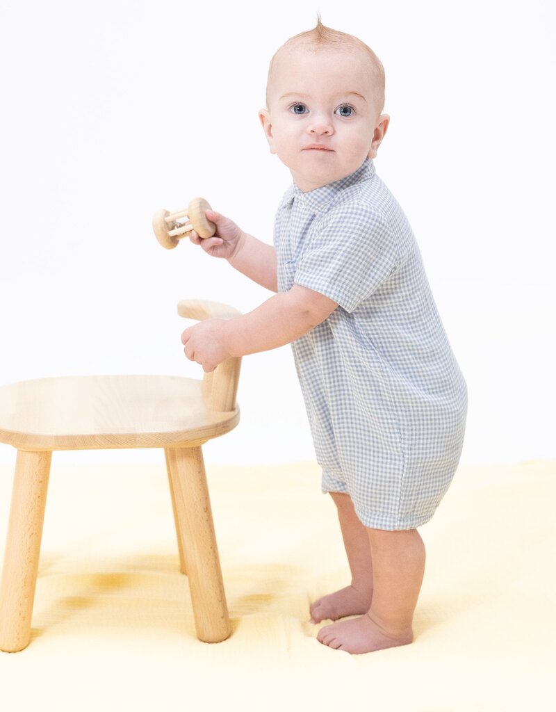 Angel Dear Micro Gingham Blue Blizzard Polo Shortie