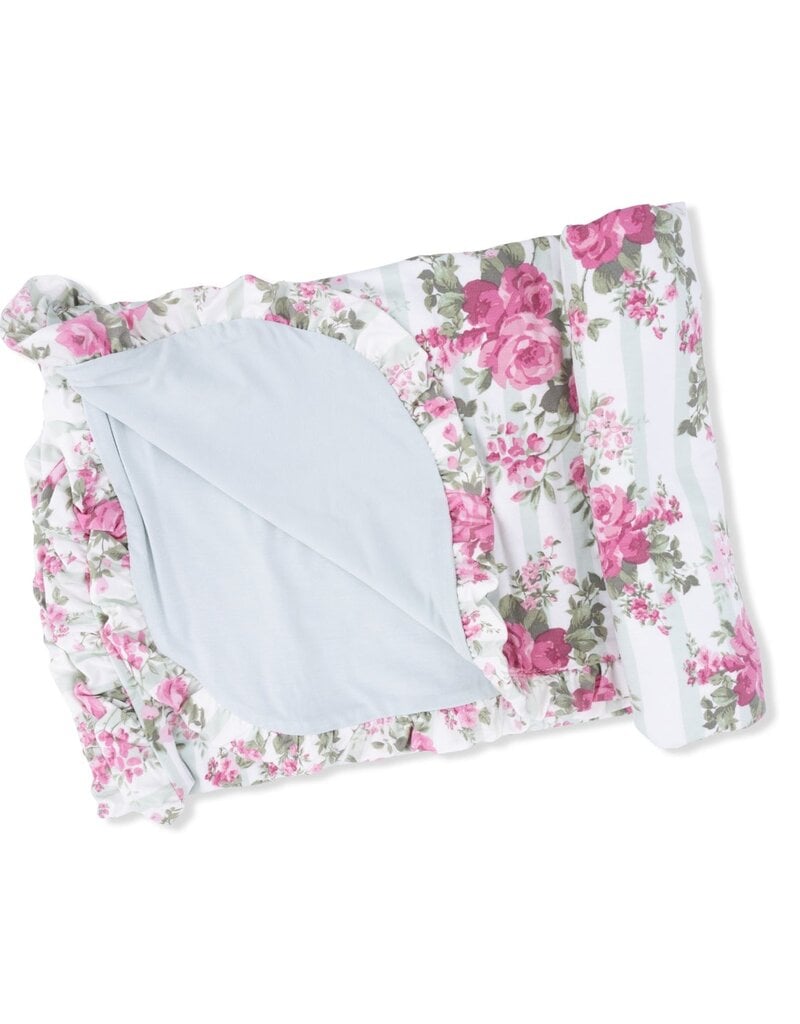 Angel Dear Cabbage Rose Stripe Ruffle Blanket