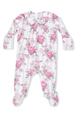 Angel Dear Cabbage Rose Stripe Smocked Peter Pan Snap Footie