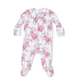 Angel Dear Cabbage Rose Stripe Smocked Peter Pan Snap Footie