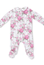 Angel Dear Cabbage Rose Stripe Smocked Peter Pan Snap Footie