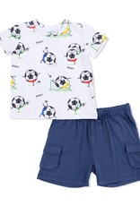 Angel Dear Soccer Balls Playing Blue Crew Neck Tee w/Cargo Short