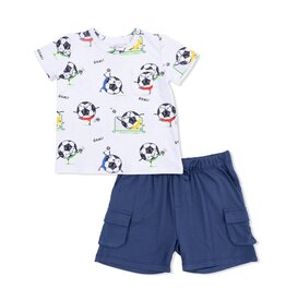 Angel Dear Soccer Balls Playing Blue Crew Neck Tee w/Cargo Short