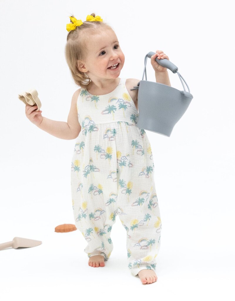 Angel Dear Palm Trees and Rainbows Tie Back Romper