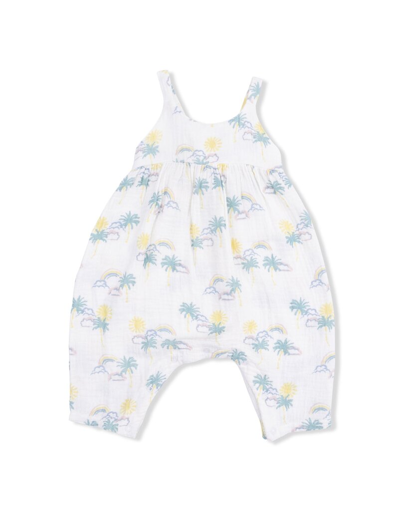 Angel Dear Palm Trees and Rainbows Tie Back Romper