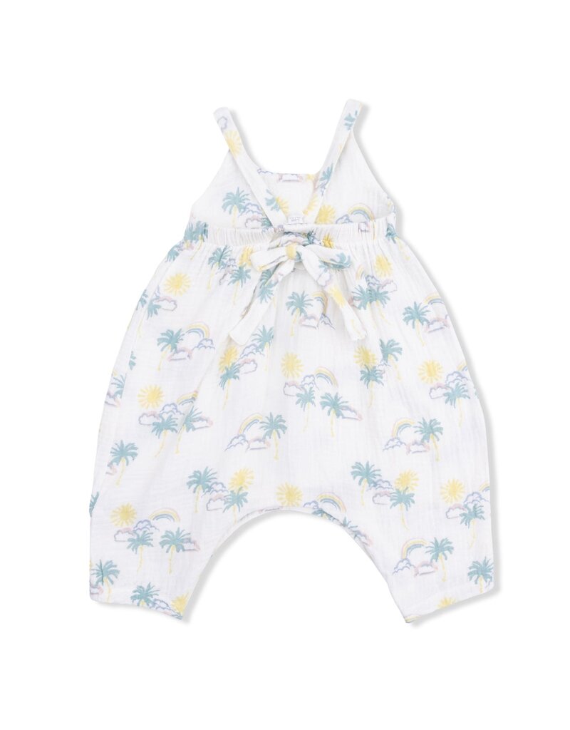 Angel Dear Palm Trees and Rainbows Tie Back Romper