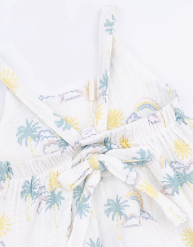 Angel Dear Palm Trees and Rainbows Tie Back Romper