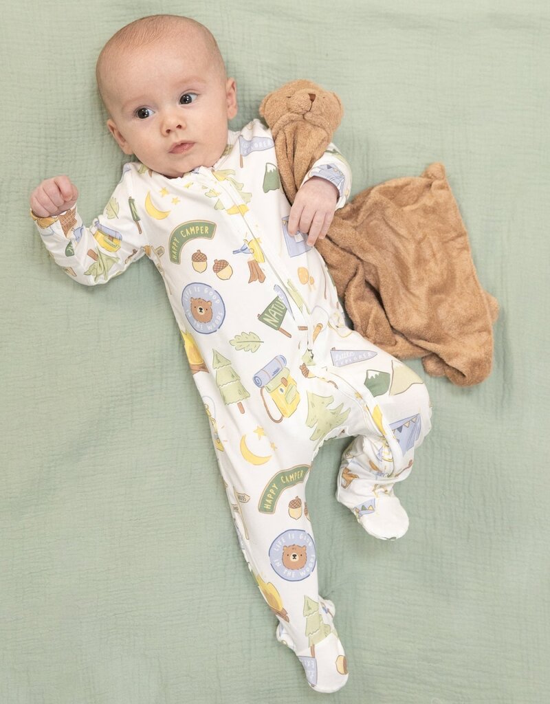 Angel Dear Camping Blue 2 Way Zipper Footie