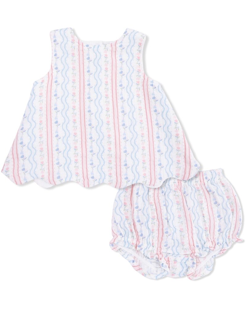 Angel Dear Tulip Stripe Scallop Back Top w/Bloomer