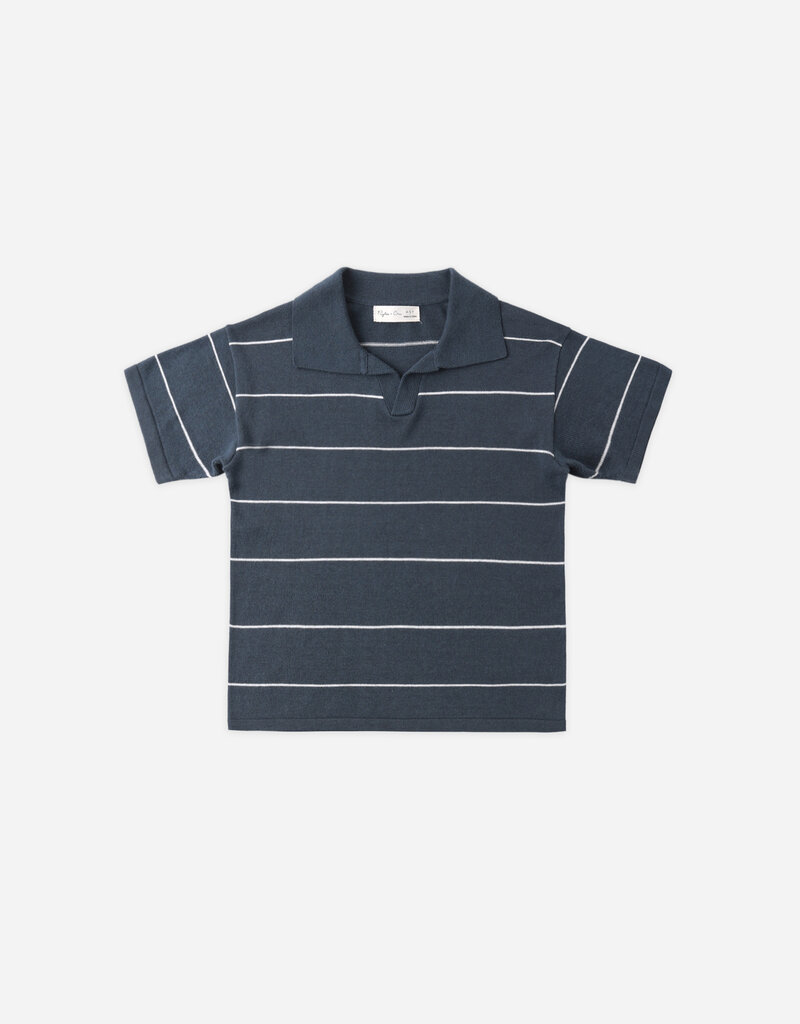 Rylee + Cru Inc. CHANDLER KNIT POLO NAVY STRIPE
