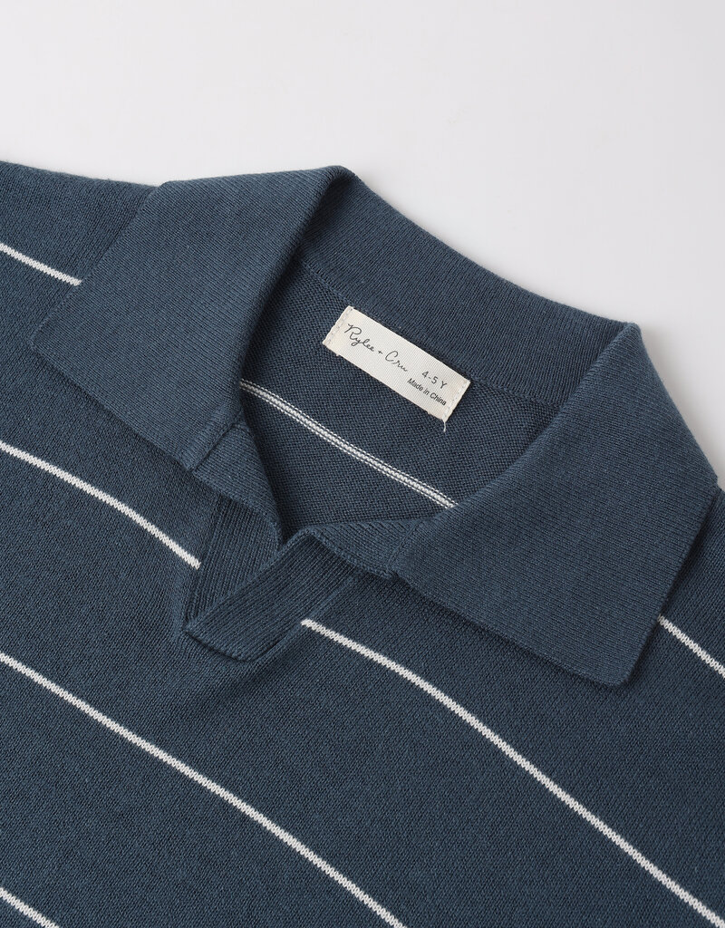 Rylee + Cru Inc. CHANDLER KNIT POLO NAVY STRIPE