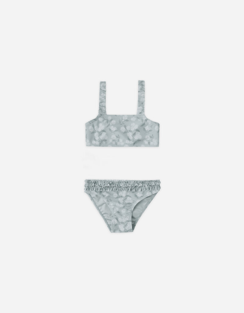 Rylee + Cru Inc. ROUCHED BIKINI HYDRANGEA LIGHT-BLUE
