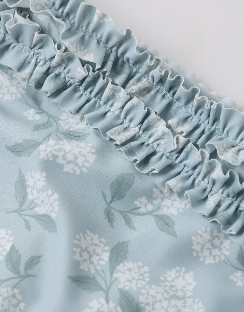 Rylee + Cru Inc. ROUCHED BIKINI HYDRANGEA LIGHT-BLUE