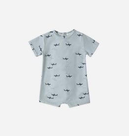Rylee + Cru LLC SALE SHORTY ONE-PIECE SHARKS LIGHT-BLUE