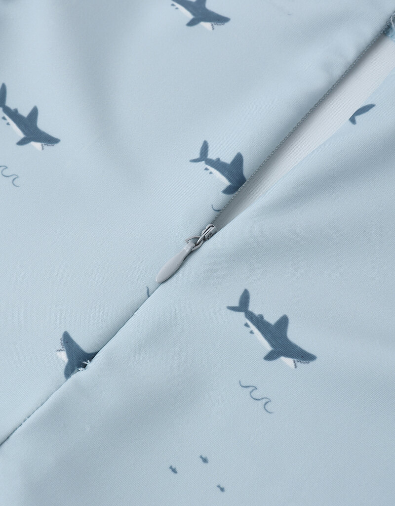 Rylee + Cru Inc. SHORTY ONE-PIECE SHARKS LIGHT-BLUE