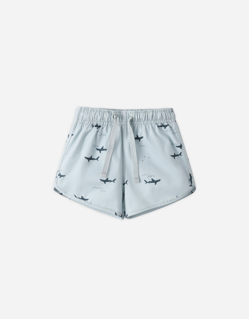 Rylee + Cru LLC SWIM TRUNK SHARKS LIGHT-BLUE