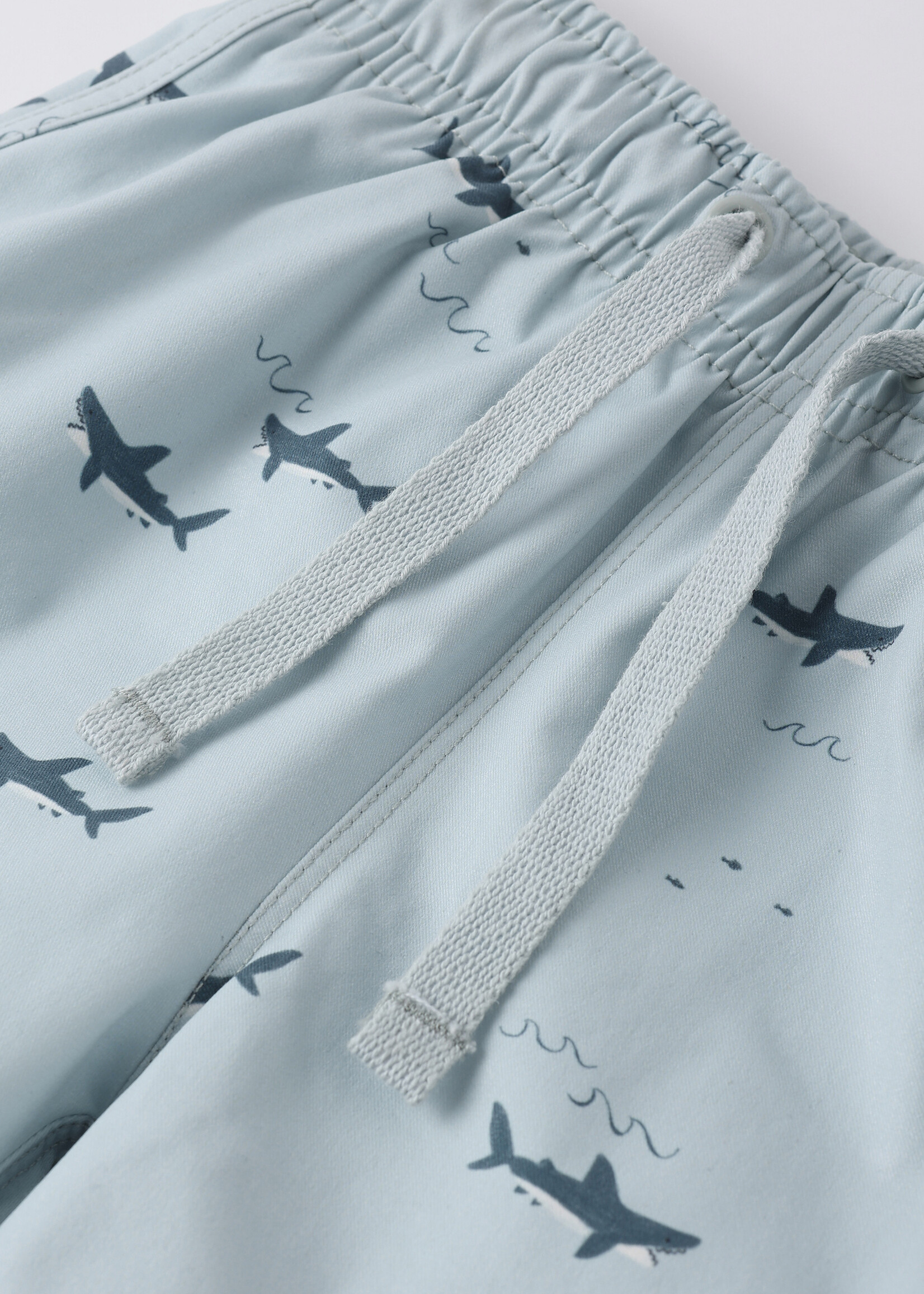 Rylee + Cru LLC SWIM TRUNK SHARKS LIGHT-BLUE