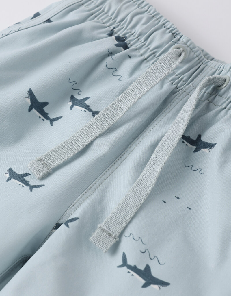 Rylee + Cru LLC SWIM TRUNK SHARKS LIGHT-BLUE