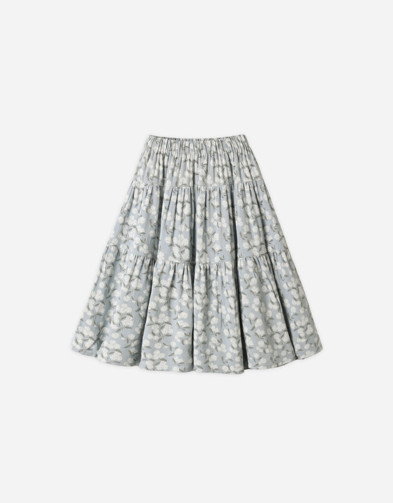 Rylee + Cru Inc. TIERED MIDI SKIRT LIGHT BLUE