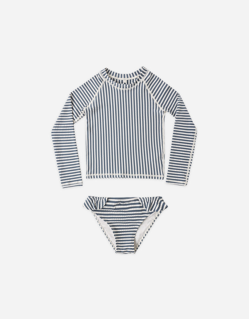 Rylee + Cru LLC MARYN RASHGUARD SET NAVY STRIPE
