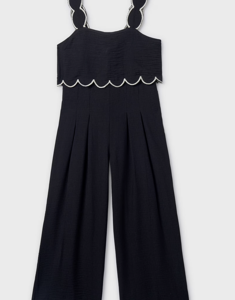 Mayoral Black Jumpsuit w/White Wave Detail