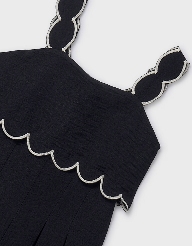 Mayoral Black Jumpsuit w/White Wave Detail