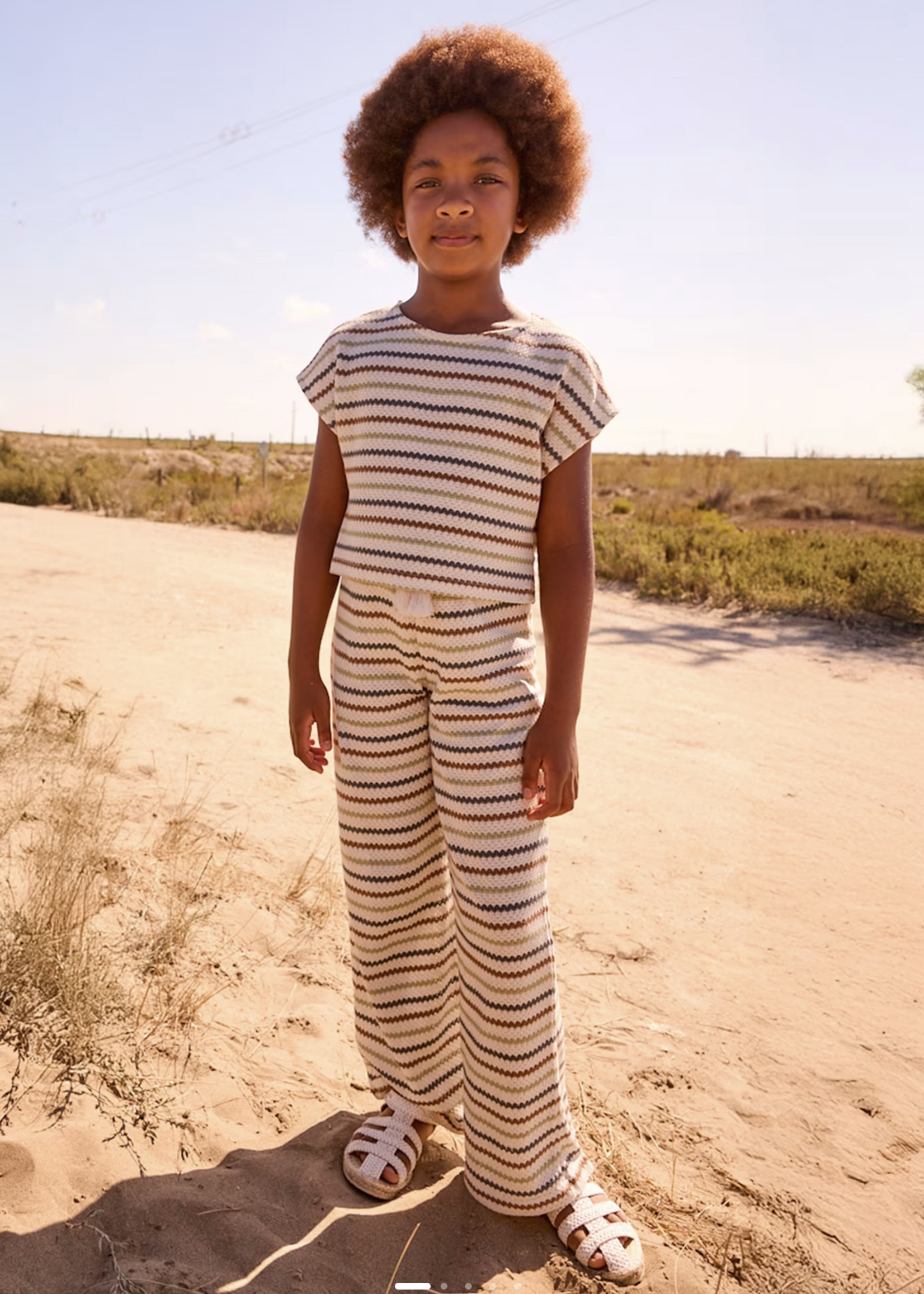 Mayoral Crochet Pants Cream Stripe