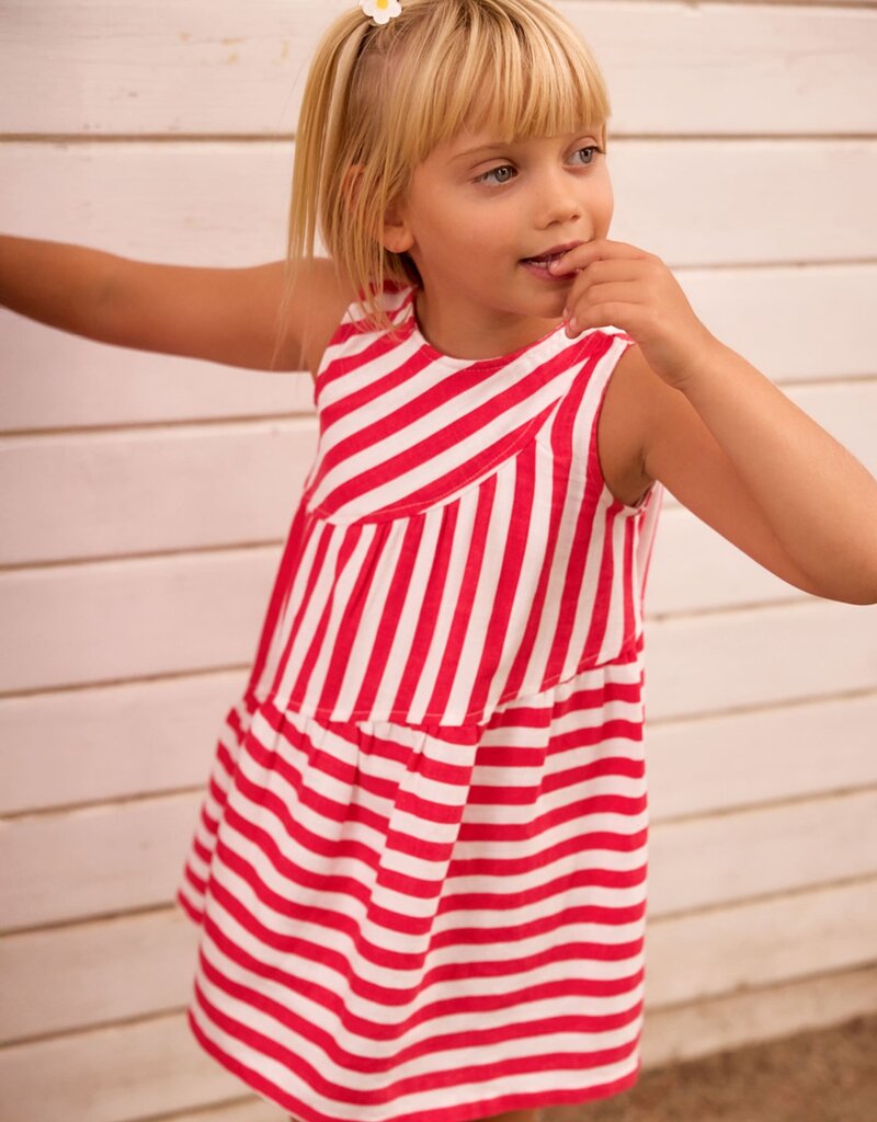 Mayoral Persimmon Asymetric Stripe Dress