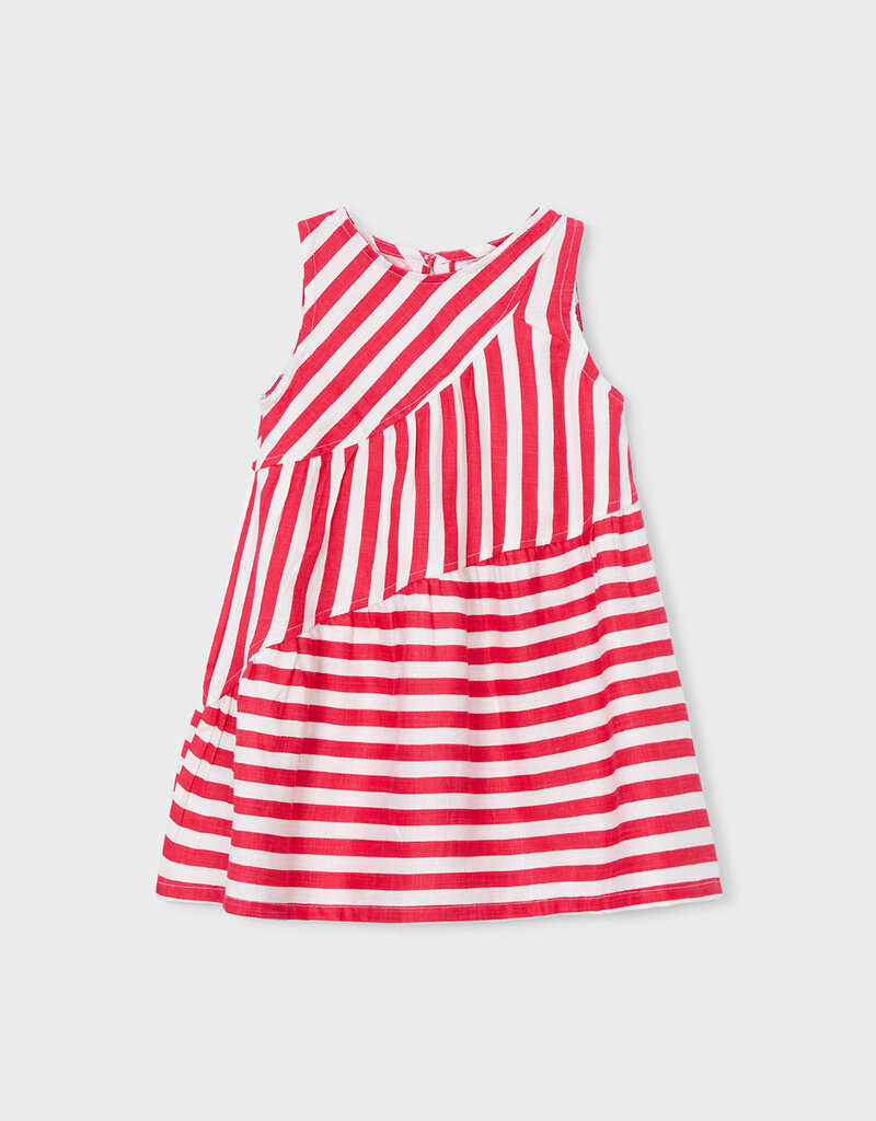 Mayoral Persimmon Asymetric Stripe Dress