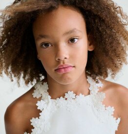 Mayoral White Tank Top w/Flower Lace