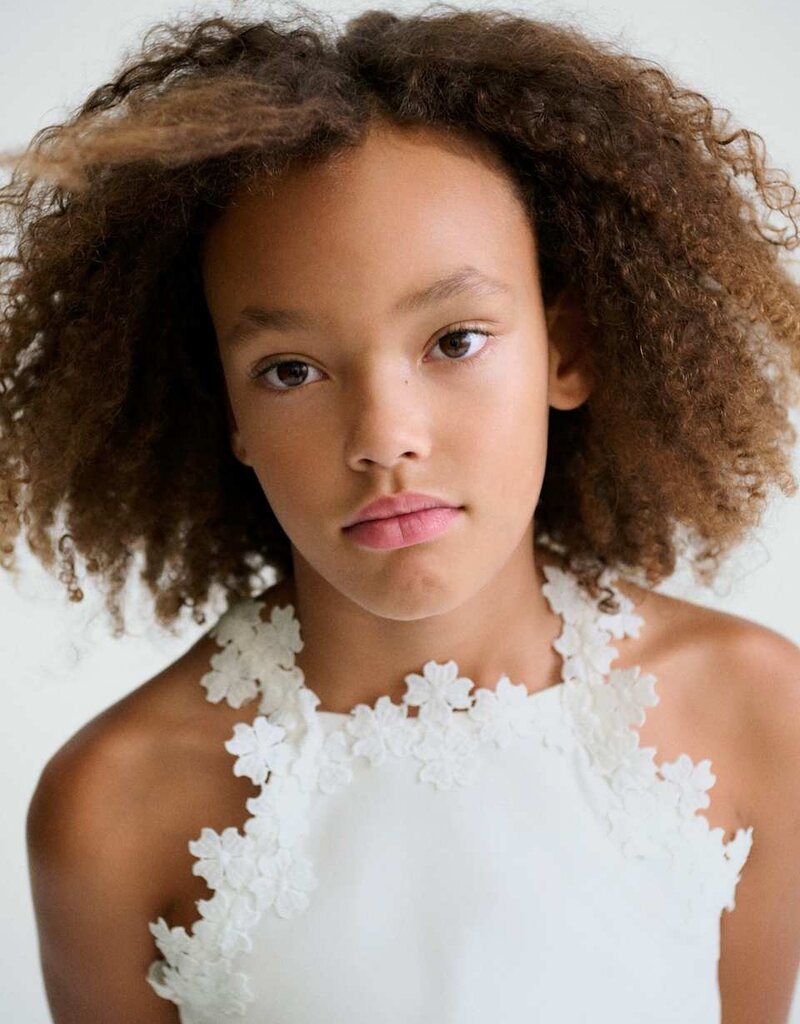 Mayoral White Tank Top w/Flower Lace