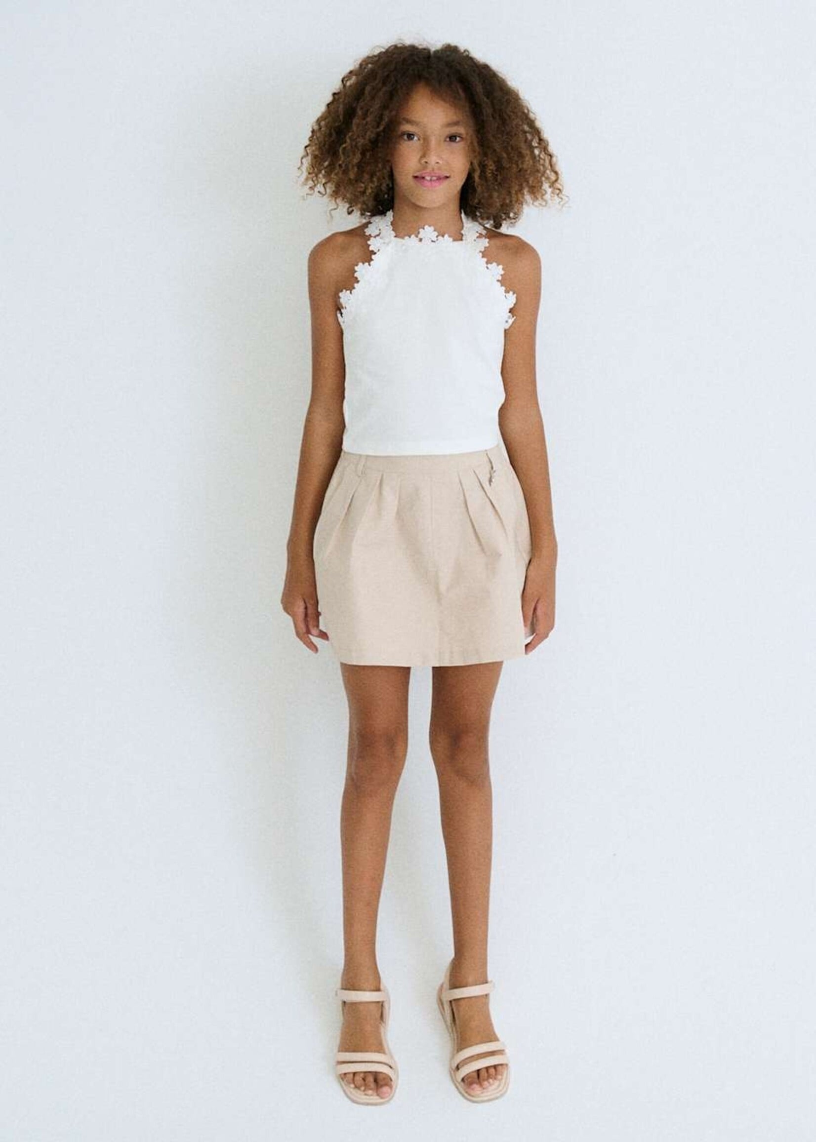 Mayoral White Tank Top w/Flower Lace