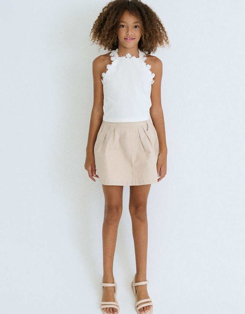 Mayoral White Tank Top w/Flower Lace