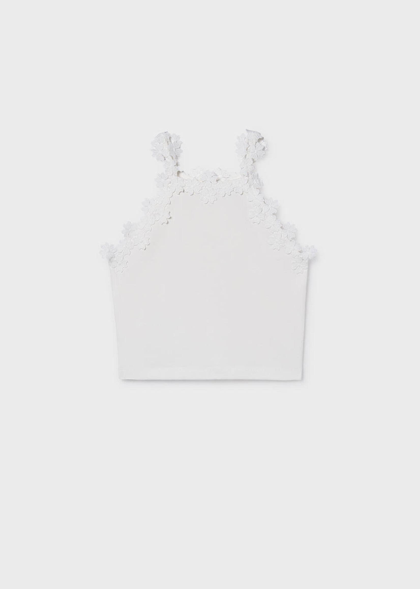 Mayoral White Tank Top w/Flower Lace