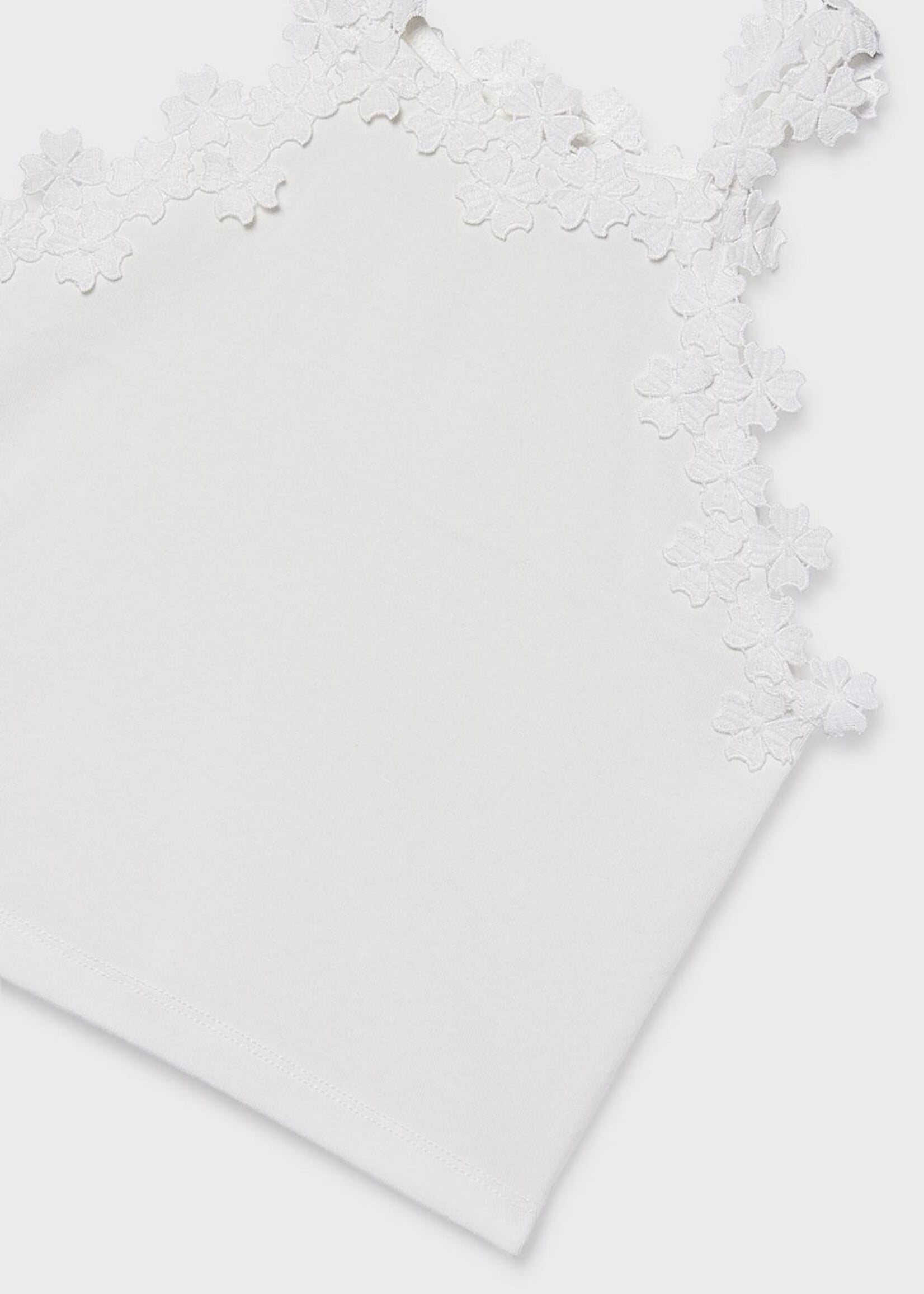 Mayoral White Tank Top w/Flower Lace