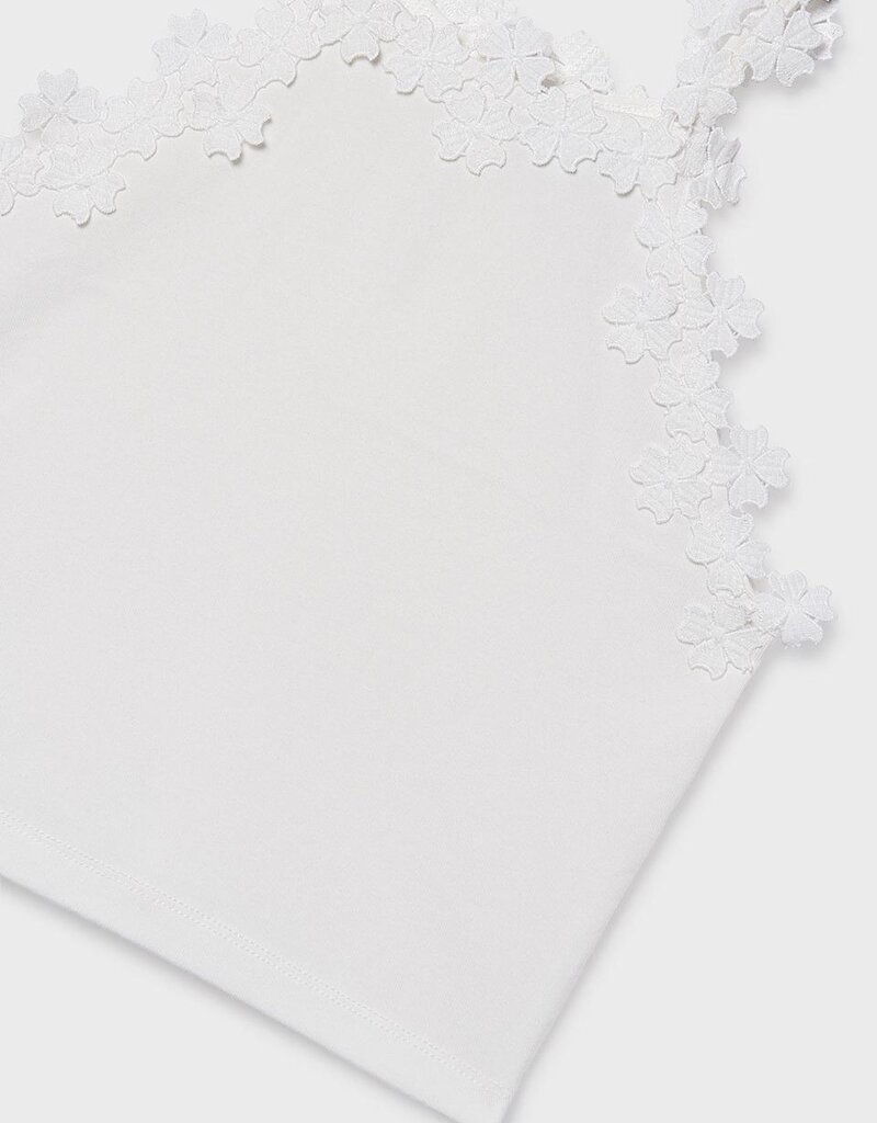 Mayoral White Tank Top w/Flower Lace