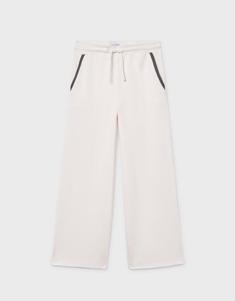 Mayoral Wide Leg Cream Pants w/Black Piping