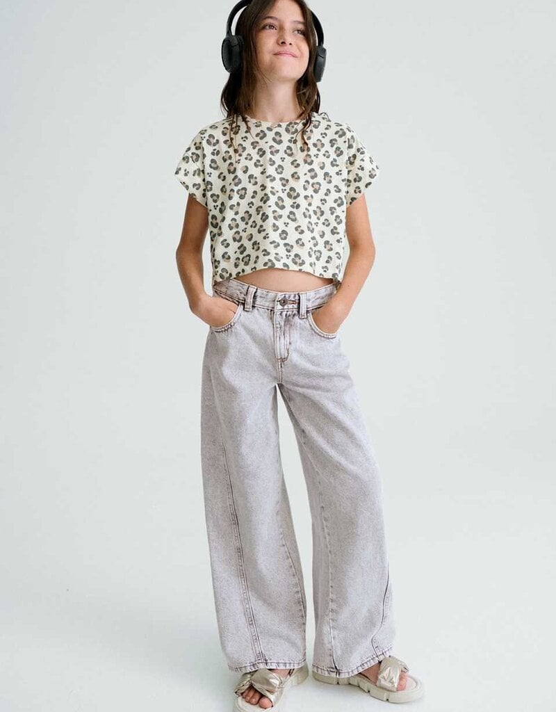 Mayoral Girls Wide Leg Denim Pants Grey