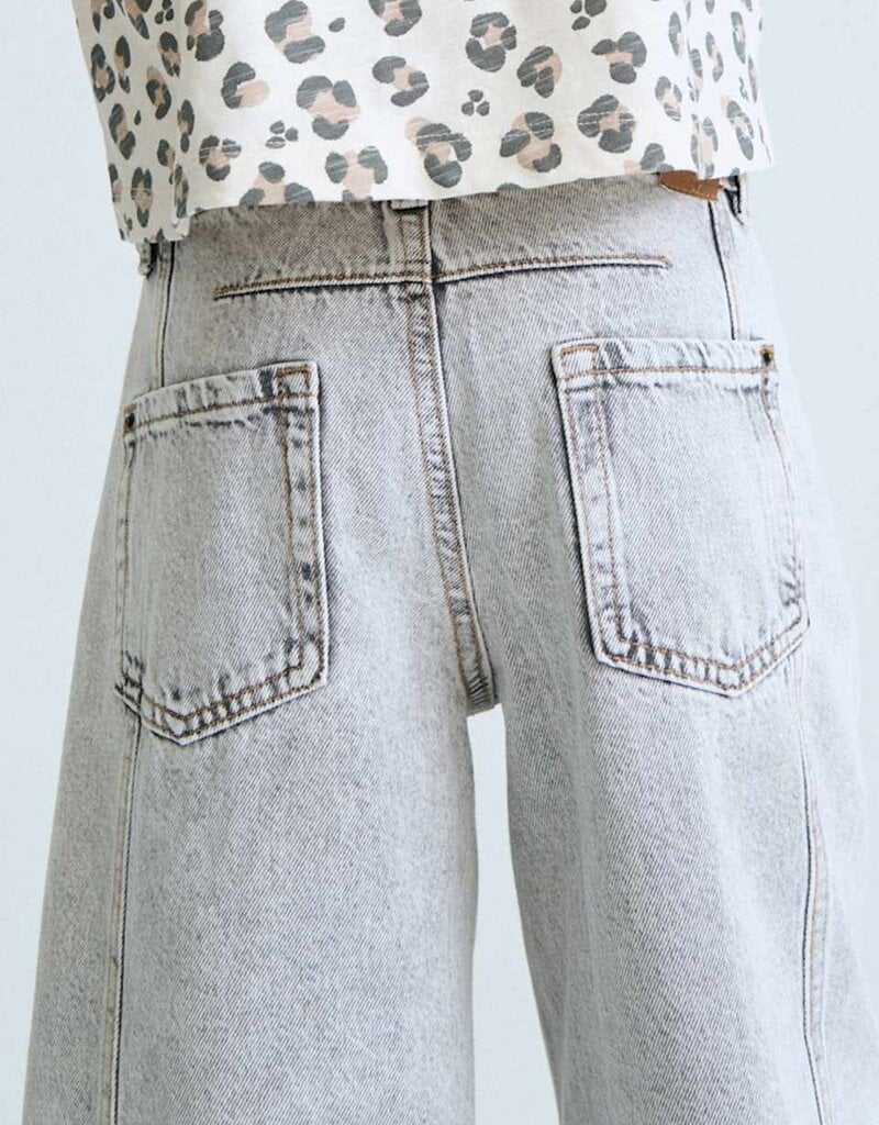 Mayoral Girls Wide Leg Denim Pants Grey
